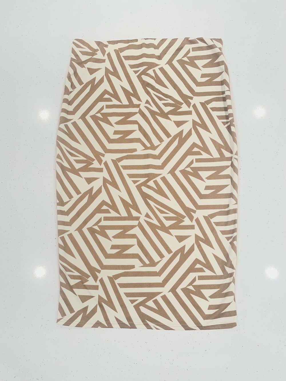 Angele & Ricky Beige Geo-Print Pencil Skirt - Women's